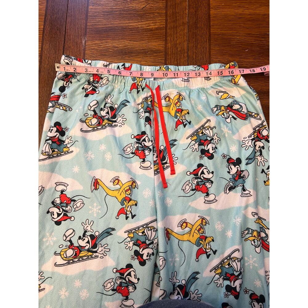 Disney Mickey Minnie Pluto Ice Skating Christmas Pajama Pants XL Fleece Holiday - Picture 7 of 8